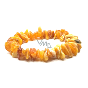 Amber Baltic honey / gold bracelet elastic chopped natural, 16 - 17 cm, solidified sunlight