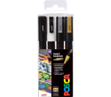 Posca Universal acrylic marker set 0,9 - 1,3 mm Black, white, gold, silver 4 pieces PC-3M