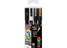 Posca Universal acrylic marker set 0,9 - 1,3 mm Black, white, gold, silver 4 pieces PC-3M