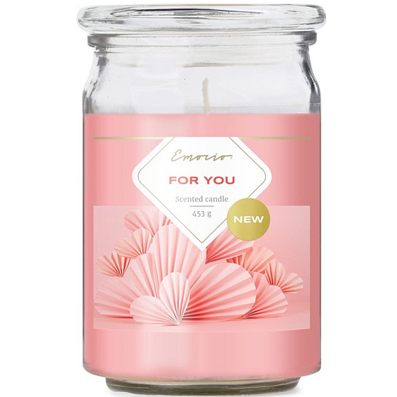 Emocio For You - For you scented candle glass with glass lid 453 g 93 x 142 mm