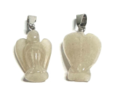 Agate white Angel guardian pendant natural stone hand cut 2 - 2,2 cm, provides peace and tranquility