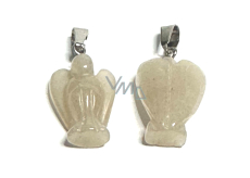 Agate white Angel guardian pendant natural stone hand cut 2 - 2,2 cm, provides peace and tranquility