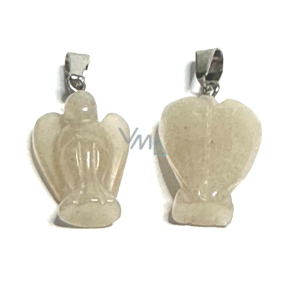 Agate white Angel guardian pendant natural stone hand cut 2 - 2,2 cm, provides peace and tranquility