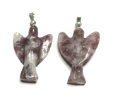 Lepidolite Angel protector pendant natural stone 31 mm, amulet of athletes