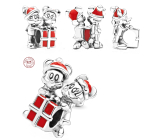 Charm Sterling silver 925 Disney Mickey Mouse, Minnie Mouse and gift, bead on bracelet Christmas