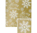 Nekupto Christmas gift wrapping paper 70 x 200 cm Gold, Merry Christmas and snowflakes