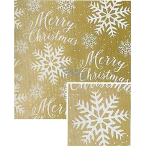 Nekupto Christmas gift wrapping paper 70 x 200 cm Gold, Merry Christmas and snowflakes