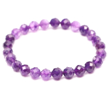 Amethyst facet bracelet elastic natural stone, ball 6 mm / 16 cm, for children, stone of kings and bishops