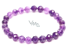 Amethyst facet bracelet elastic natural stone, ball 6 mm / 16 cm, for children, stone of kings and bishops