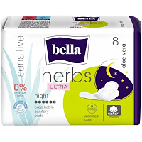 Bella Herbs Aloe Vera Ultra Nights women's pads with wings 8 pcs