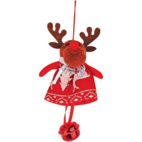 Red and white reindeer with a 10 cm bell