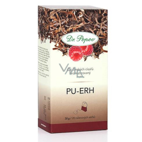 Dr. Popov Pu-Erh raspberry tea Contributes to weight control and mental health 30 g, 20 infusion bags of 1.5 g