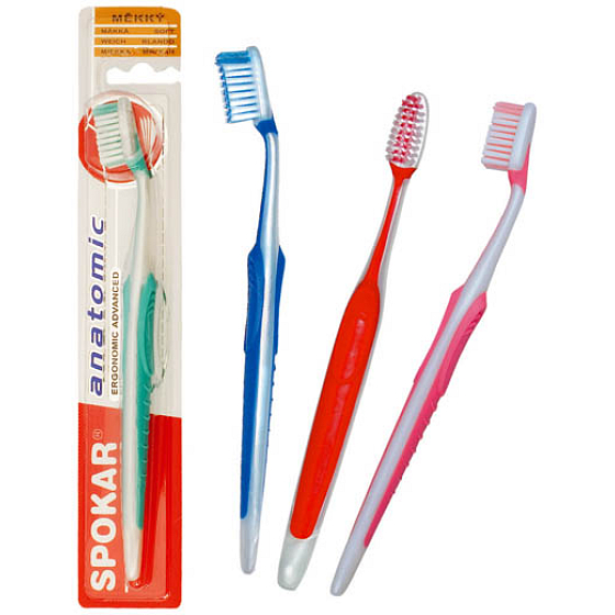 Spokar 3419 Anatomic Medium Toothbrush Anti-Slip Handle Suspension Head