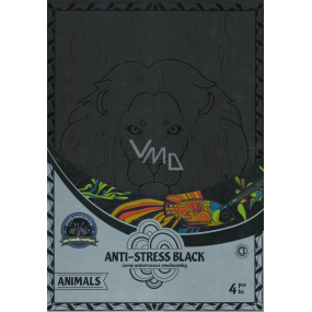 Anti-stress relaxing black coloring book animals 21 x 30 cm, 4 pieces