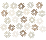 Wooden flower beige-brown 2 cm 24 pieces