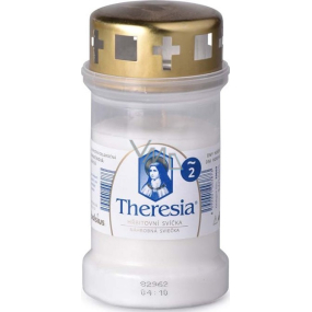 Bolsius Theresia cemetery candle with lid cast white, burning time 50 hours 170 g