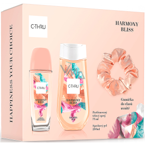C-Thru Harmony Bliss perfumed deodorant glass 75 ml + shower gel 250 ml + hair elastic, gift set for women