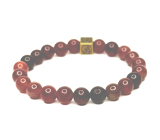 Tourmaline with royal mantra Ohm bracelet elastic natural stone, ball 8 mm / 16-17 cm, guardian of good mood