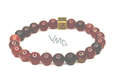 Tourmaline with royal mantra Ohm bracelet elastic natural stone, ball 8 mm / 16-17 cm, guardian of good mood