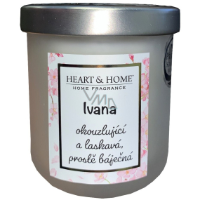 Heart & Home Fresh linen soy scented candle with the name Ivana 110 g