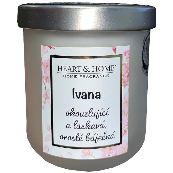 Heart & Home Fresh linen soy scented candle with the name Ivana 110 g