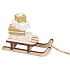 Gold and white gifts on sledge 10 cm