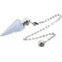 Opalite pendulum synthetic stone 3,5 cm + chain with ball 18 cm, stone of wishes and hope