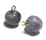 Amethyst apple of knowledge pendant, natural stone 2,7 x 15 mm, stone of kings and bishops