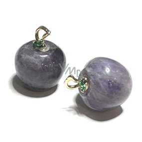 Amethyst apple of knowledge pendant, natural stone 2,7 x 15 mm, stone of kings and bishops