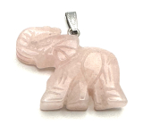 Rose Elephant pendant natural stone, hand cut figurine 3,2 x 4 cm, stone of love