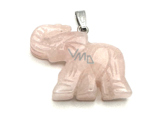 Rose Elephant pendant natural stone, hand cut figurine 3,2 x 4 cm, stone of love