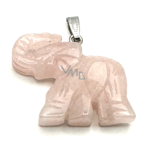 Rose Elephant pendant natural stone, hand cut figurine 3,2 x 4 cm, stone of love
