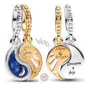 Charm Sterling silver 925 Yin & Yang, sun and moon divisible pendant on bracelet, symbol