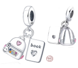 Sterling silver 925 Book, briefcase and smiley face, 2in1 pendant for bracelet interests