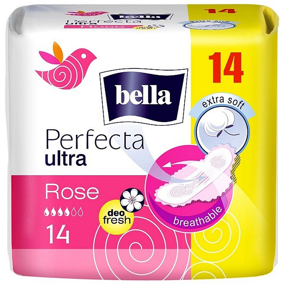 Bella Perfecta Slim Rose Ultrathin Aromatic Sanitary Pads with Wings 14 pieces
