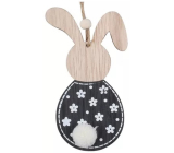 Wooden black and white rabbit for hanging 13 cm