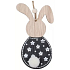 Wooden black and white rabbit for hanging 13 cm