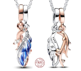 Charm Sterling silver 925 Feather Pendant 2in1, animal bracelet pendant