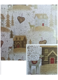 Nekupto Dárkový balicí papír vánoční 70 x 150 cm Béžový domečky, srdíčka, stromy