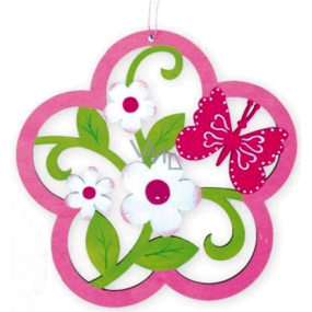 Flower carved pink, for hanging 18 cm