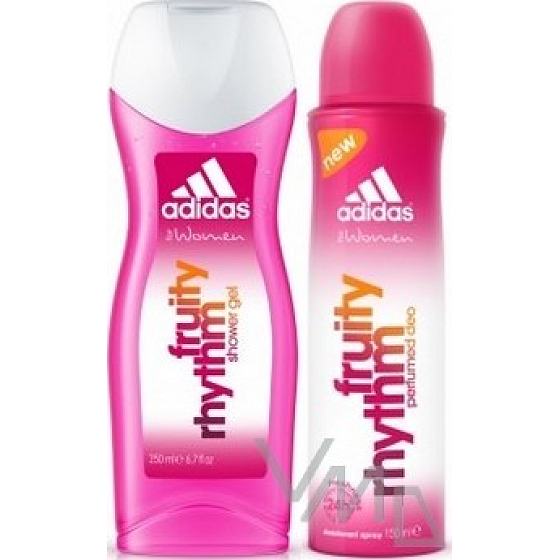 Adidas Fruity Rhythm shower gel 250 ml + deodorant spray 150 ml, for women cosmetic set