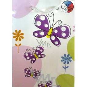 Nekupto Gift paper bag with glitter 14 x 11 x 6.5 cm Butterflies 1 piece 49902
