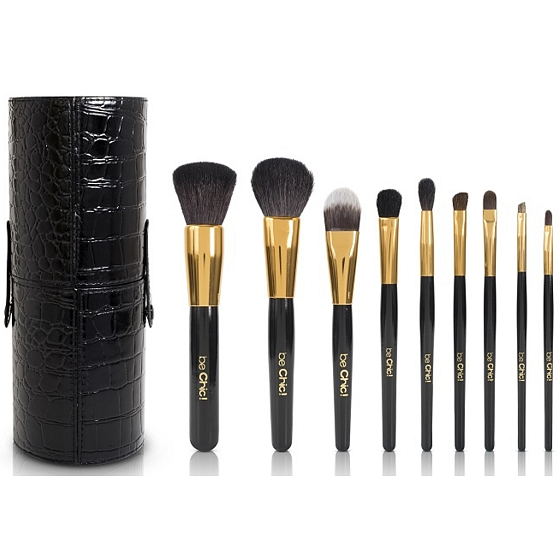Be Chic! Luxury Professional, set of 9 cosmetic brushes with natural and synthetic bristles, cosmetic set