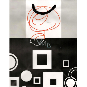 Nekupto Gift paper bag 23 x 18 x 10 cm Gray-black white square