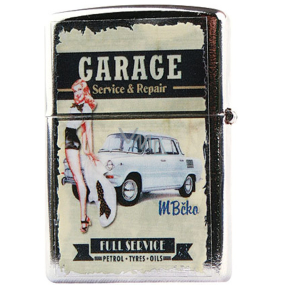 Bohemia Gifts Retro metal petrol lighter with Garage 5.5 x 3.5 x 1.2 cm print
