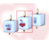 Lima Me to You Teddy Bear and Hearts Candle with Print White Cube 45 x 45 mm 1 piece