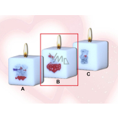 Lima Me to You Teddy Bear and Hearts Candle with Print White Cube 45 x 45 mm 1 piece