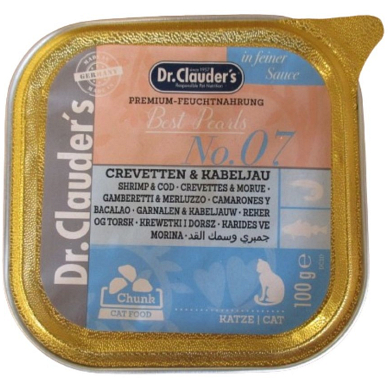 Dr. Clauders Shrimp and Cod with Meat Chunks Complete Cat Food 100 g
