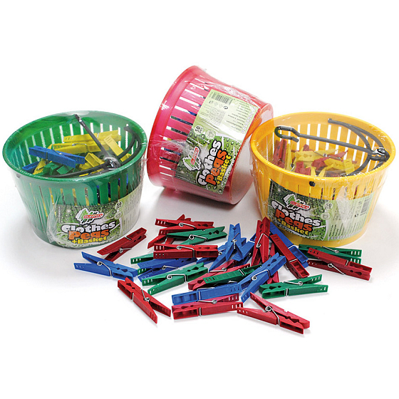 Cleanex Plastic clothes pegs 50 pieces + basket