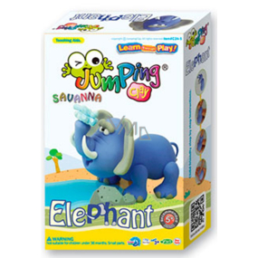 Jumping Clay Savana - Elephant self-drying modeling clay 56 g + paper model + 5+
